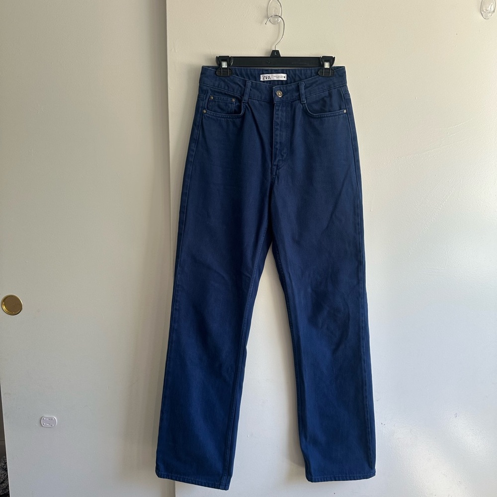 Zara Womens Jeans Navy Straight-Leg